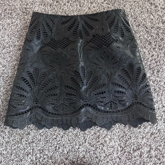 H&M Dresses & Skirts - H&M Black Lace Leather Mini Skirt
